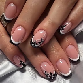 CurvLife Simple Floral Press-On Nails - 30PCS Short Square, Non-Toxic & Reusable, Delicate Blossom Design