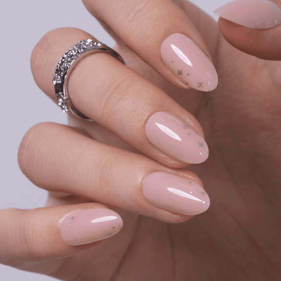CurvLife Spark Veil Press-On Nails - 30PCS, Almond, Easy Apply, Non-Toxic & Reusable