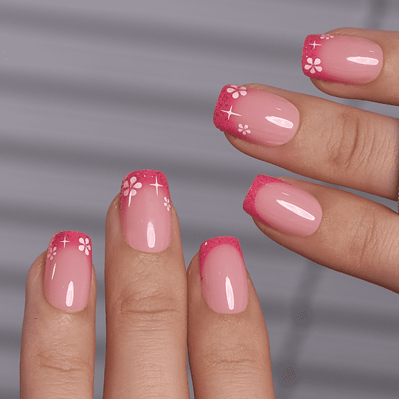 CurvLife Spring Kiss Press-On Nails - 30PCS, Squoval, Easy Apply, Non-Toxic & Reusable