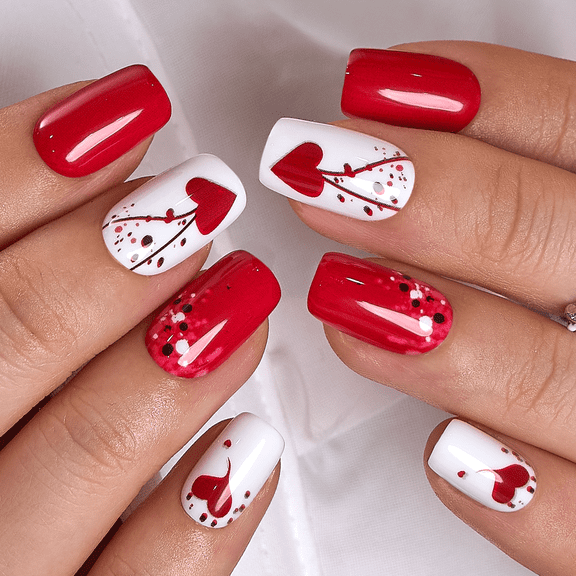 CurvLife Sweet Flame Press-On Nails - 30PCS, Squoval, Easy Apply, Non-Toxic & Reusable