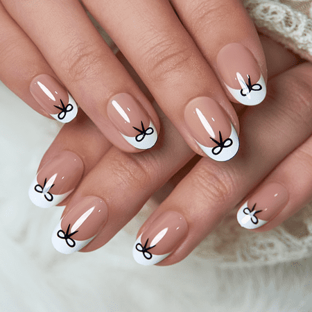 CurvLife Sweet Knot Press-On Nails - 30PCS, Oval, Easy Apply, Non-Toxic & Reusable