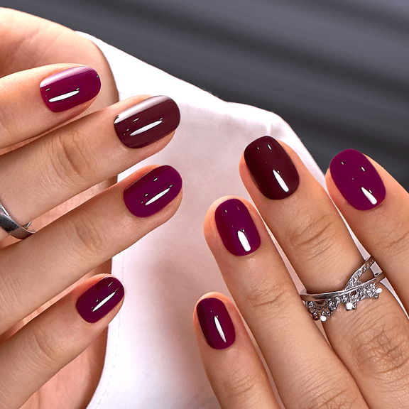 CurvLife Velvet Fusion Press-On Nails - 30PCS, Oval, Easy Apply, Non-Toxic & Reusable