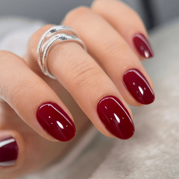 CurvLife Velvet Rouge Press-On Nails - 30PCS, Oval, Easy Apply, Non-Toxic & Reusable