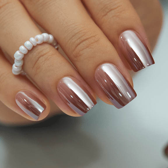 CurvLife Warm Gradient Press-On Nails - 30PCS, Squoval, Easy Apply, Non-Toxic & Reusable