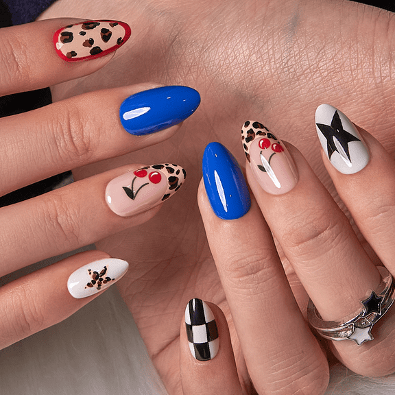 CurvLife Western Star Dream Press-On Nails - 30PCS, Almond, Easy Apply, Non-Toxic & Reusable