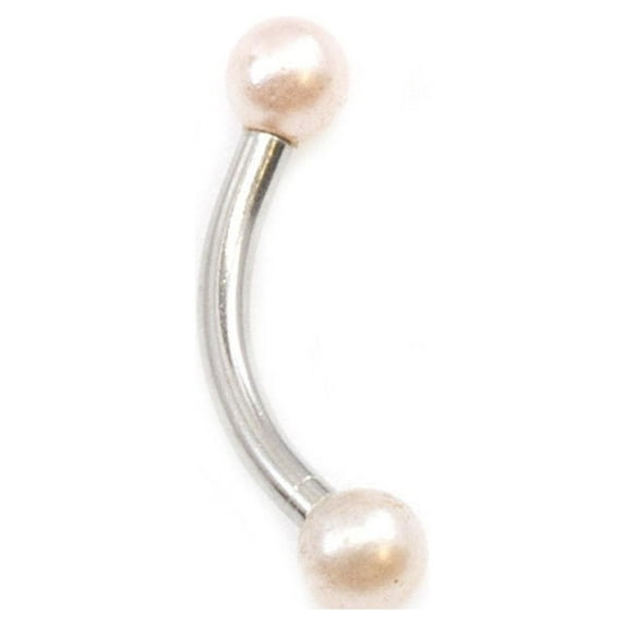 Curve Barbell with Faux Synthetic Pearl 16g (eyebrow, lips, cartilage)