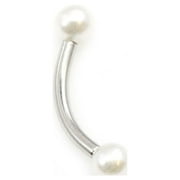 Curve Barbell with Faux Synthetic Pearl 16g eyebrow, lips, cartilage