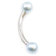 Curve Barbell with Faux Synthetic Pearl 16g eyebrow, lips, cartilage