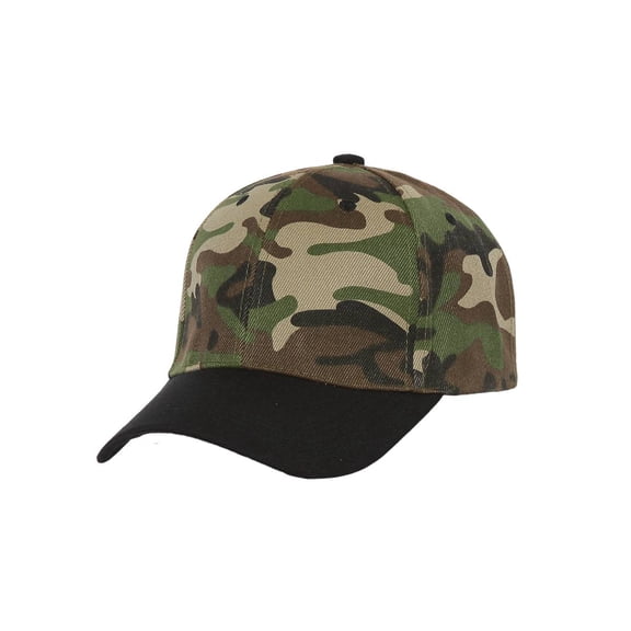 Curve Bill Adjustable Baseball Cap, Camouflage/Black