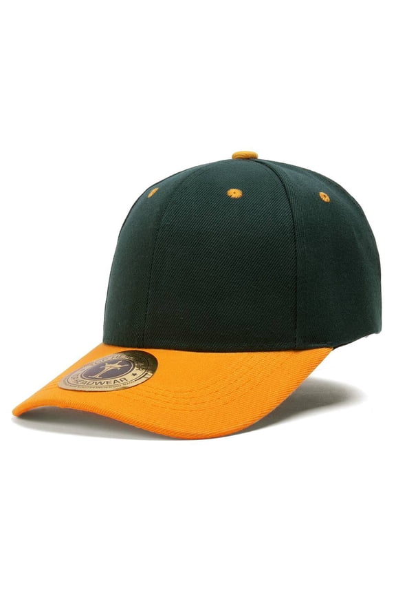 Curve Bill Adjustable Baseball Cap, Yellow/Green