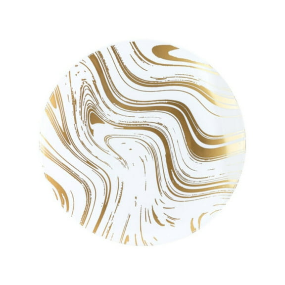 Curve Dinnerware 7" Plastic Gold / White Salad Plates (120 Count )
