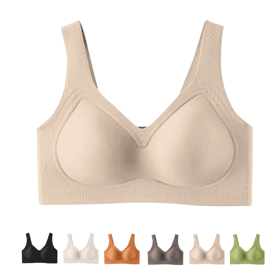 Seamless Bras for Women No Underwire Jelly Bras, Wirefree Fashionable and Soft Breathable Plus Size Bras, Camel 36
