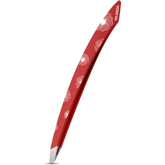 Curve Handle Eyebrows Tweezers Professional Fine Hairs Removal Puller Makeup Tools Stainless Steel Beauty Clips Removal (Red)