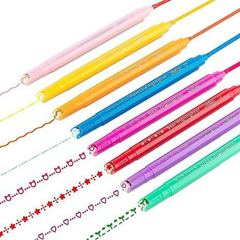 Curve Highlighter Pen Set,Dual Tip Marker Pens Aesthetic Highlighters  Assorted Colors Flownwing Flair Pens,8 Color Pastel Highlighter Curve Pen  Journal Planner Pens For Art Office School Supplies 