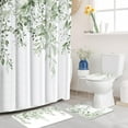 thumbnail image 1 of Curve Lines Sage White Shower Curtain Set 4PCs with Non-Slip Rugs,Toilet Lid Cover and Bath Mat,Bathroom Decoration 71x71 Inch with Hooks, 1 of 6