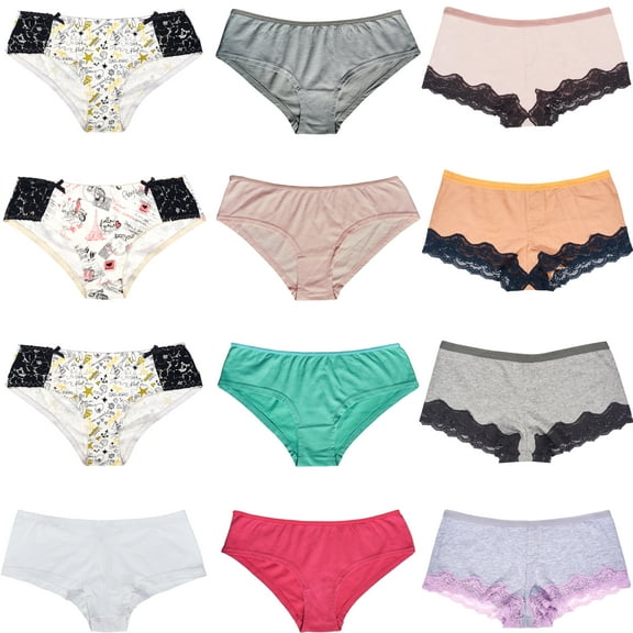 Curve Muse Cotton Soft Women Underwear Knickers Boxer Briefs Short Pack Of 12 -PackA-S/5