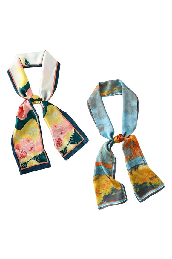 Long Neckerchief Pure Skinny Scarf Necktie Handbag Wrap Handle Belt-2 Pack-Pack B