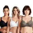 thumbnail image 1 of Curve Muse Plus Size Minimizer Underwire Unlined Bras with Embroidery Lace-3Pack-WHITE,Black,BUTTERMILK-36D, 1 of 6