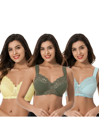 Curve Muse Women's Plus Size Lightly Padded Underwire Balconette Bra  -2PK-Light Brown,Blue/Green-34C at  Women's Clothing store