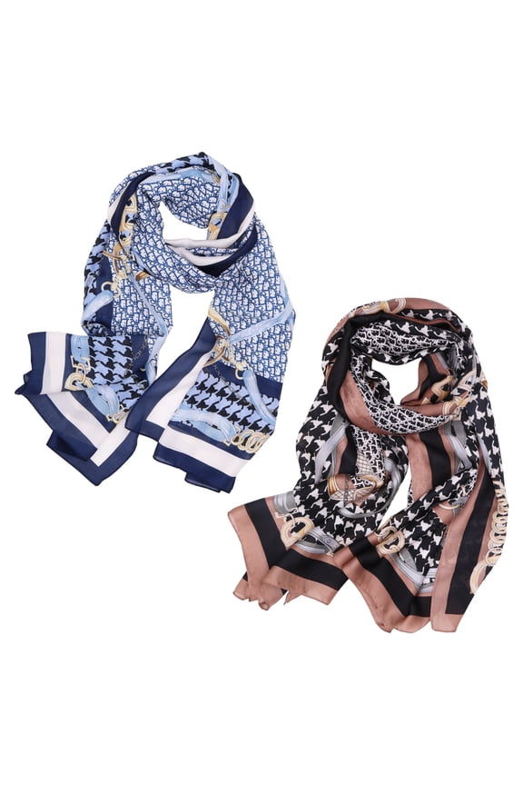 Print Floral Pattern Scarf Shawl Fashion Scarves Sunscreen Shawls-2 Pack-Pack D