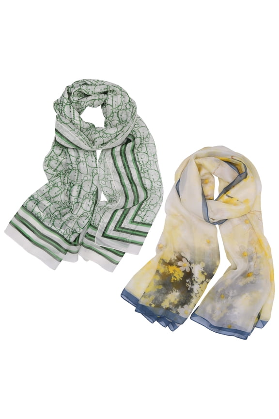 Print Floral Pattern Scarf Shawl Fashion Scarves Sunscreen Shawls-2 Pack-Pack E