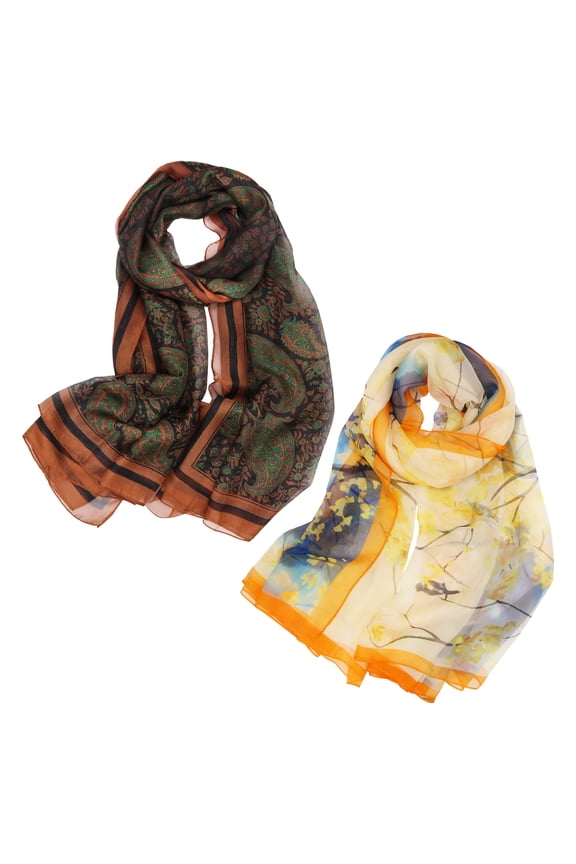 Print Floral Pattern Scarf Shawl Fashion Scarves Sunscreen Shawls-2 Pack-Pack F
