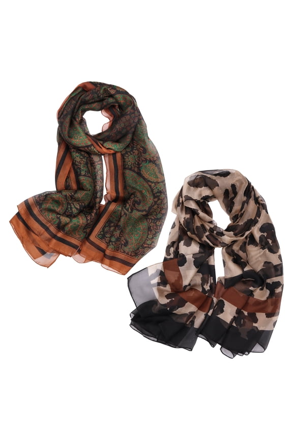 Print Floral Pattern Scarf Shawl Fashion Scarves Sunscreen Shawls-2 Pack-Pack G