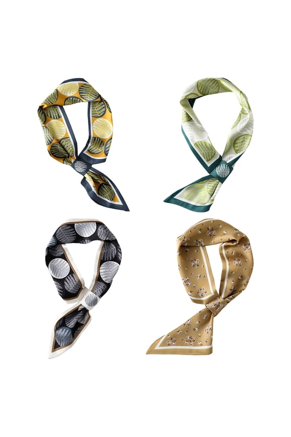 Silk Feeling Lightweight Digital Printed Scarf For Women-4 Pack-Pack A