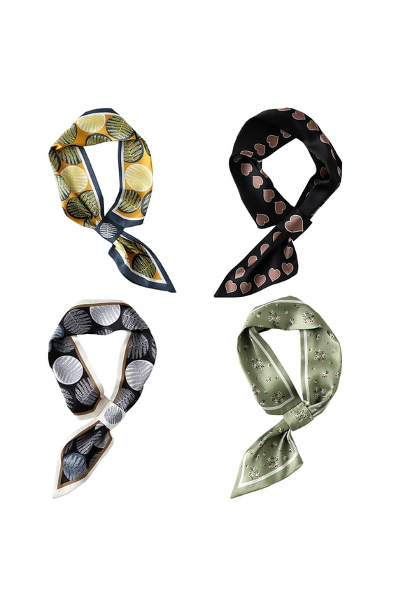Silk Feeling Lightweight Digital Printed Scarf For Women-4 Pack-Pack C