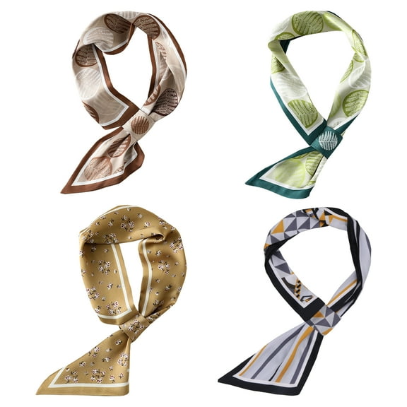 Curve Muse Silk Feeling Lightweight Digital Printed Scarf For Women-4 Pack-Pack D