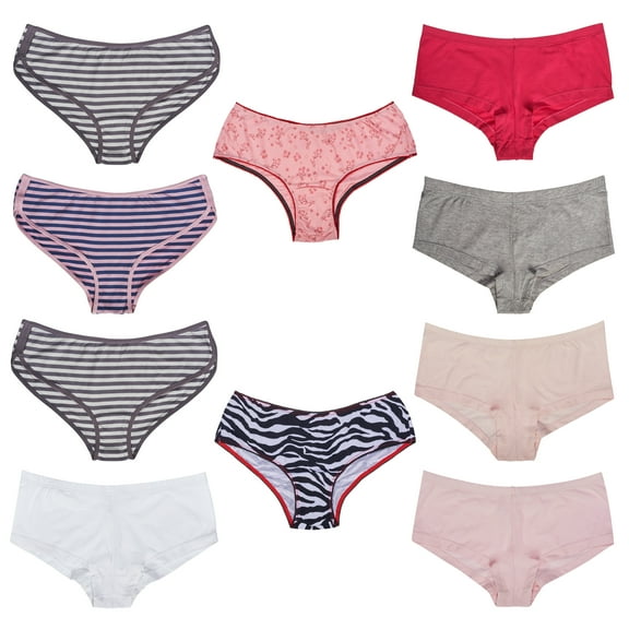 Curve Muse Women's Cotton Bikini Hipster Briefs BoyShorts Underwear-Multipack-PACKA-M/6