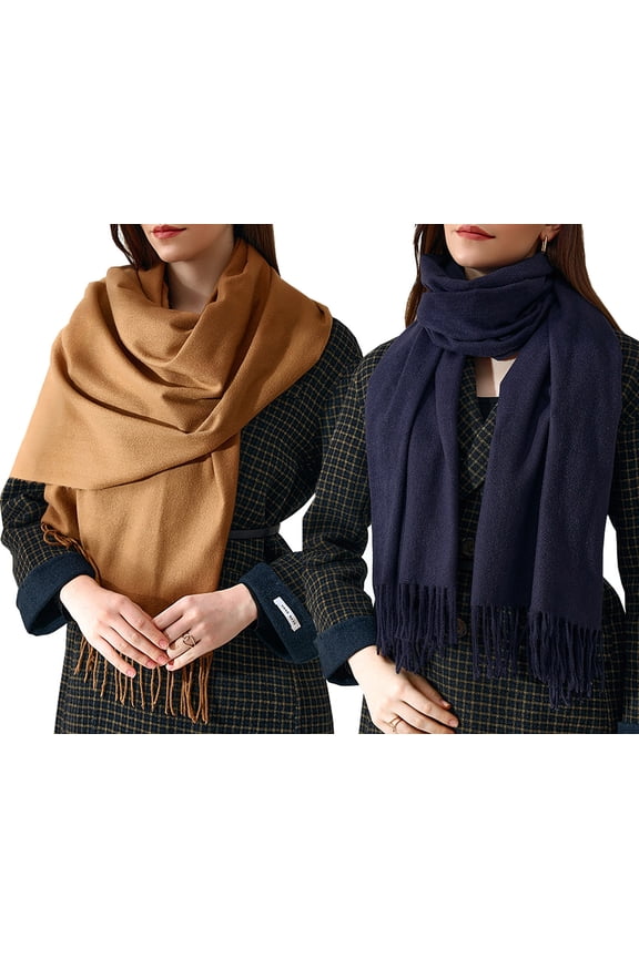 Women’s Large Soft Feel Winter Scarf Solid Color-2 Pack-Pack B