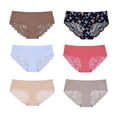 thumbnail image 1 of Curve Muse Women's Lightweight Seamless Hipster Underwear No-Show Lace Panties-Pack C-S, 1 of 6