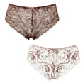 thumbnail image 1 of Curve Muse Women's Pack Of 2 Comfort Lace Tanga Hipster Boyshorts Panties-Pack B-Cream/Brown,Brown/Rose Gold-L/7, 1 of 6