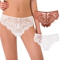 thumbnail image 1 of Curve Muse Women's Pack Of 2 Comfort Sheer Lace Tanga Hipster Boyshorts Panties-Pack C-Cream,Rust-XL/8, 1 of 6