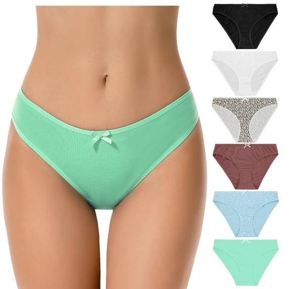 Curve Muse Women's Plus Size 100% Cotton Bikini Briefs Panties Underwear-6PK-PACKA-XL