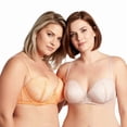 thumbnail image 1 of Curve Muse Women's Plus Size Add 1+ Cup Push Up Perfect Shape Underwire Lace Bra-2PK-Nude,Orange-34C, 1 of 6