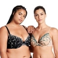 thumbnail image 1 of Curve Muse Women's Plus Size Add 1 Cup Push Up Underwire Lace Embroidery Bras-2PK-NUDE,BLACK-40DD, 1 of 6