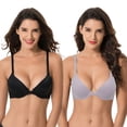 thumbnail image 1 of Curve Muse Women's Plus Size Full Coverage Underwire Front Close Bras-2PK-BLACK,MAUVE-38DD, 1 of 7