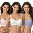 thumbnail image 1 of Curve Muse Women's Plus Size Maternity Nursing Cotton Wirefree Bra- 3 Pack-CREAM,LT PINK,LAVENDER-38C, 1 of 7