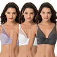 thumbnail image 1 of Curve Muse Women's Plus Size Minimizer Unlined Underwire Full Coverage Bra-3PK-Cream,Lavender,Gray-46DDDD, 1 of 2