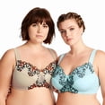 thumbnail image 1 of Curve Muse Women's Plus Size Minimizer Wireless Unlined Bra with Embroidery Lace-2Pack-Nude,Blue Light-34DDDD-V2, 1 of 6
