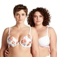 thumbnail image 1 of Curve Muse Women's Plus Size Perfect Shape Add 1 Cup Push Up Underwire Bras-2PK-CREAM PRINT,CREAM-32DDD, 1 of 6