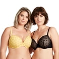 thumbnail image 1 of Curve Muse Women's Plus Size Push Up Add 1 and a half Cup Underwire Mesh Bra -2PK-BLACK,YELLOW-44DDD, 1 of 6