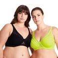 thumbnail image 1 of Curve Muse Women's Plus Size Unlined Minimizer Full Coverage Mesh Underwire Bra-2pack-Black,Neon Yellow-42C, 1 of 6