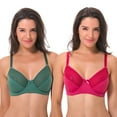thumbnail image 1 of Curve Muse Women's Plus Size Unlined Minimizer Underwire Full Figure Bra-2Pack-Green,Ash Rose-42C, 1 of 7