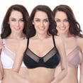 thumbnail image 1 of Curve Muse Women's Plus Size Unlined Minimizer Underwire Full Figure Bra-3Pack-Black, White, Pink Beige-46DDD, 1 of 7
