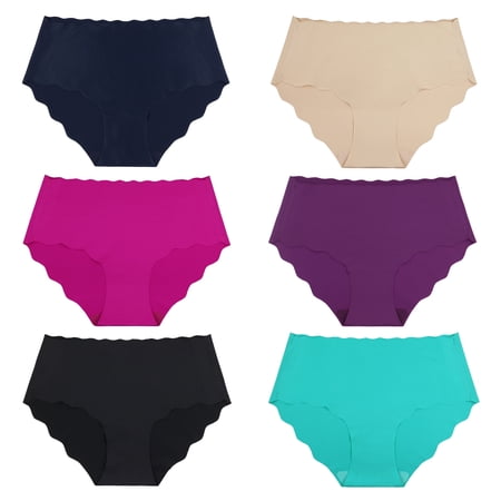 Curve Muse Women's Seamless Hipster No Show Invisible Underwear Panties-Pack A-L
