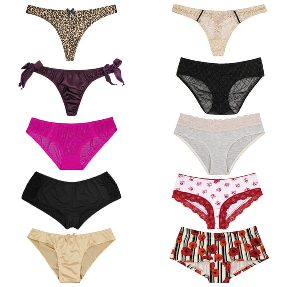 Curve Muse Women's Underwear Random Packs Brief Bikini Thong Boyshort Panties-12 PCS-PACKR-M
