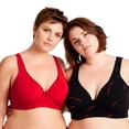 thumbnail image 1 of Curve Muse Women’s Unlined Plus Size Comfort Cotton Underwire Bra-Black/Red,Red-44DD, 1 of 6